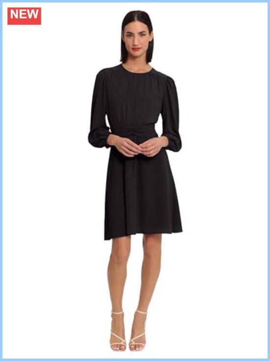 Dresses & Skirts - Long Sleeve Twist Waist Bubble Crepe Cocktail Dress